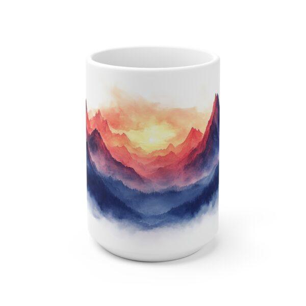 Berglandschaft Tasse mit Sonnenuntergang – Ideal für Bergfreunde, Kaffeetasse mit Komfort-Griff als Geschenk