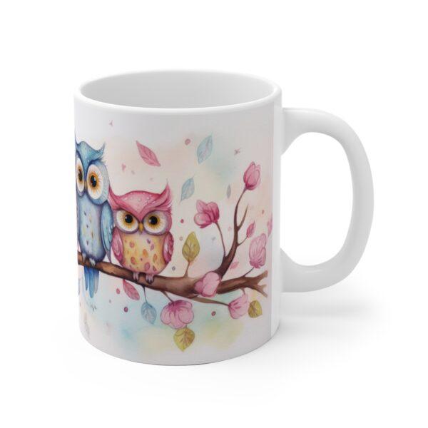 Eulen Aquarell Tasse - Kinderfreundlicher Becher mit Vogelmotiv für kleine Naturfreunde