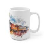 Dampflok Aquarell Tasse – Historisches Zugmotiv für Eisenbahnliebhaber und Geschichtsfreunde