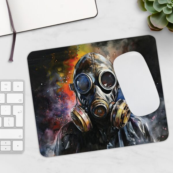 Aquarell Gasmaske Mauspad – Künstlerisches, rutschfestes Design 23x19 cm