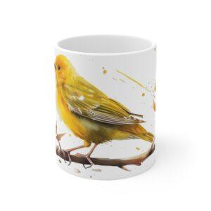 Gelber Grasmückenvogel Aquarell Keramik Becher - Spülmaschinen- und Mikrowellengeeignet