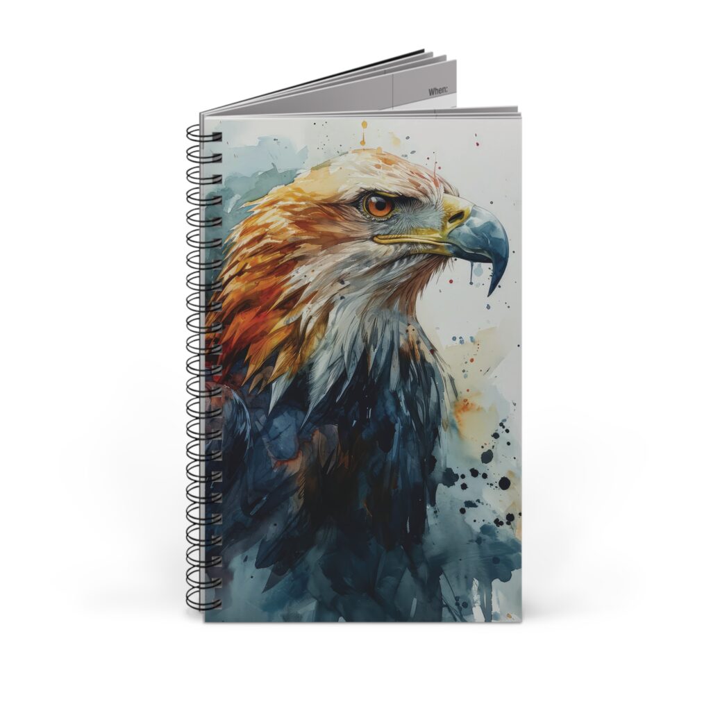 Aquarell Adler Portrait Notizbuch - Ringbindung in verschiedenen Ausf&uuml;hrungen: Blanko, Liniert, Punktraster, Planer