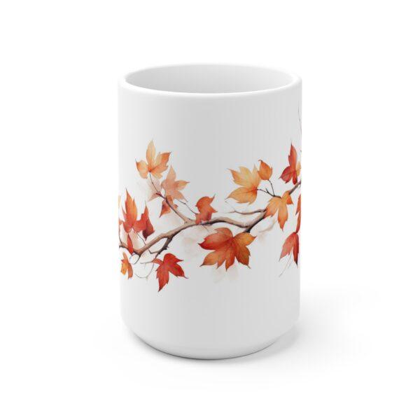 Herbstliche Ahornzweig Tasse – Aquarell Keramikbecher für Kaffee und Tee – Ideal für Herbstliebhaber