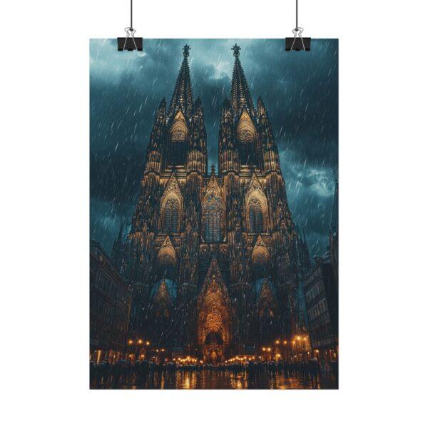 Aquarell-Kunstposter Kölner Dom im Regen – Verschiedene Größen verfügbar