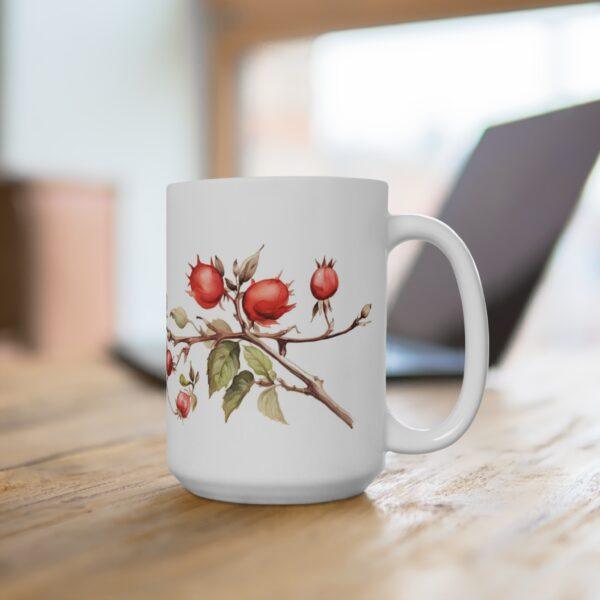 Hagebutten Tasse - Aquarell Wildfrucht Becher für Teeliebhaber - Naturinspirierte Keramiktasse aus hochwertigem Material