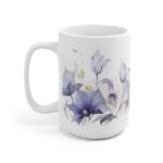 Weiße Keramik Tasse mit Mondblumen - Aquarell Blumen Design für Liebhaber von floralen Motiven