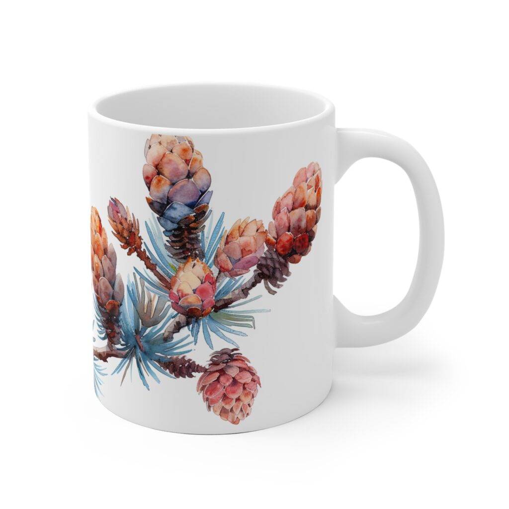 Tasse Aquarell Tannenzweig aus Keramik &ndash; Stilvolles Design f&uuml;r jeden Anlass