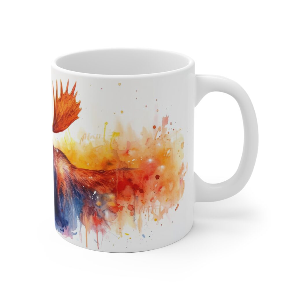 Aquarell Elch Tasse - Keramiktasse mit majest&auml;tischem Elchmotiv