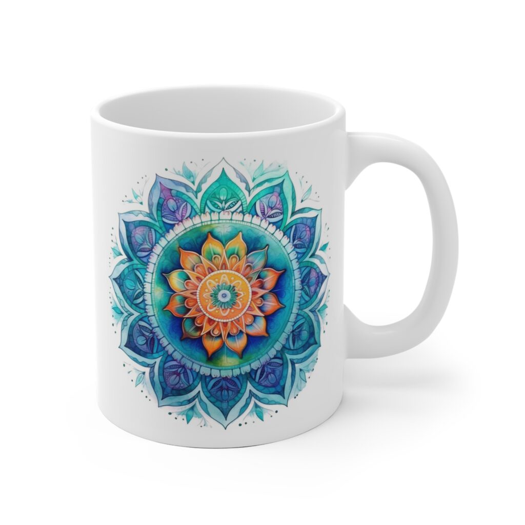 "Personalisierte Aquarell Mandala Tasse - Perfektes Geschenk f&uuml;r Kaffeeliebhaber"