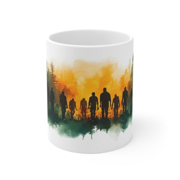 Keramiktasse mit Zombiehorde Aquarellmotiv - Hochwertiger Druck für Zombie-Fans