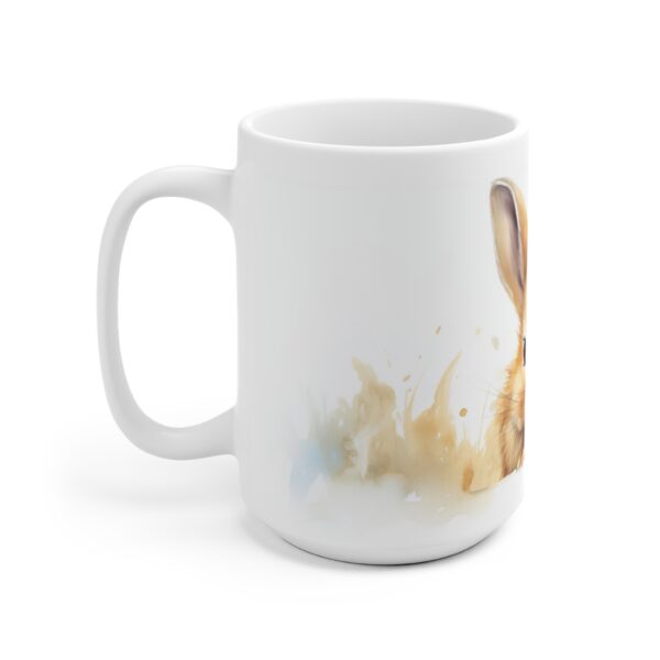 Weiße Aquarell Kaffee Tasse mit Kaninchenmotiv – ideales Geschenk für Tierliebhaber