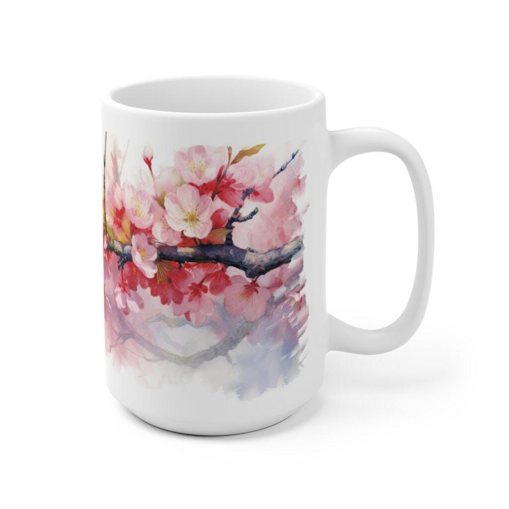 Kirschbl&uuml;ten Aquarell Tasse - Floraler Becher f&uuml;r Fr&uuml;hling und Naturfreunde