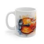 Aquarell Tasse mit Violinen-Motiv - Kaffeetasse für Musikliebhaber