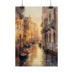 Romantisches Venedig Aquarell-Kunstposter mit Gondeln – Verfügbar in 4 Größen