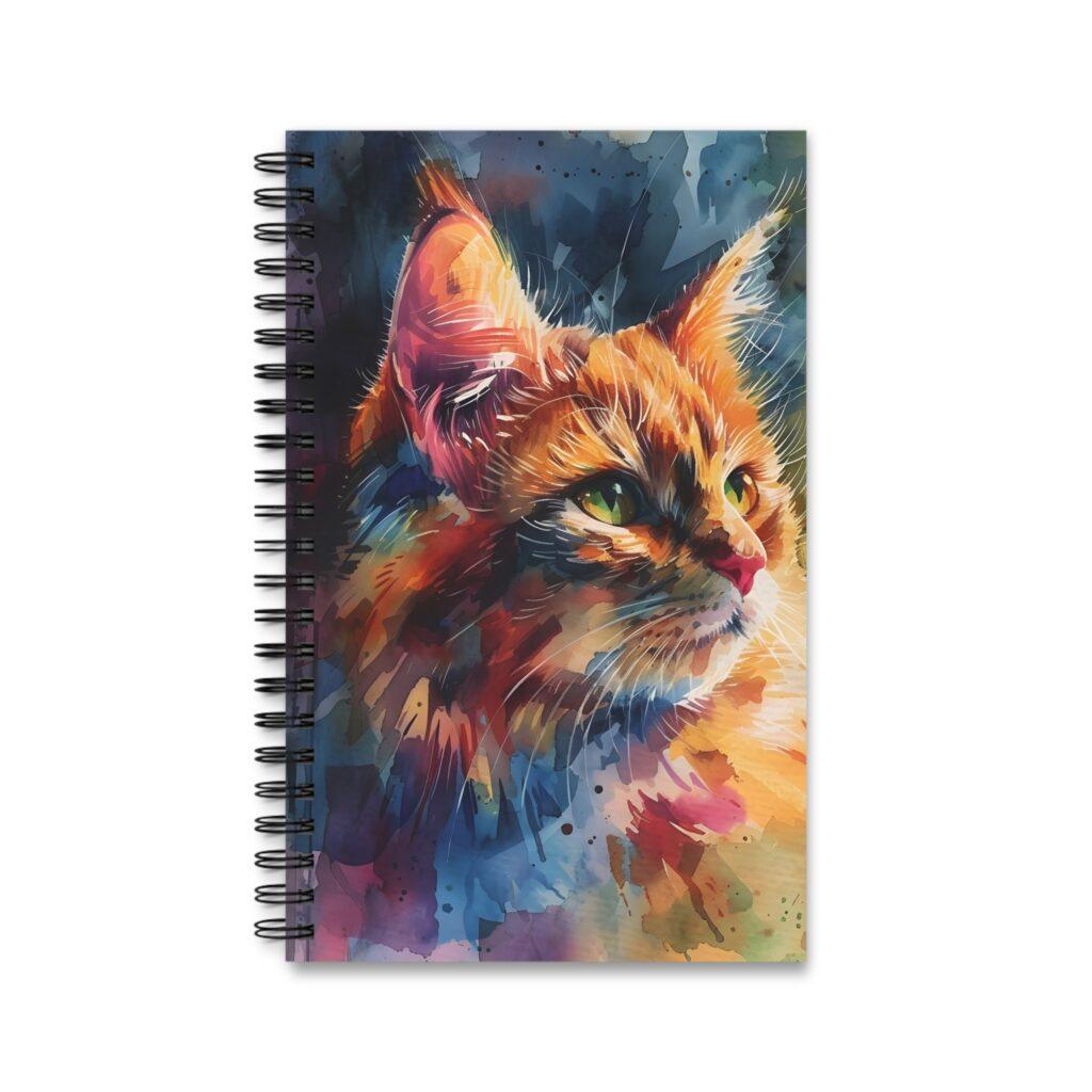 S&uuml;&szlig;e Katze Aquarell Notizbuch - Blanko, Liniert, Punktraster und Planer Optionen