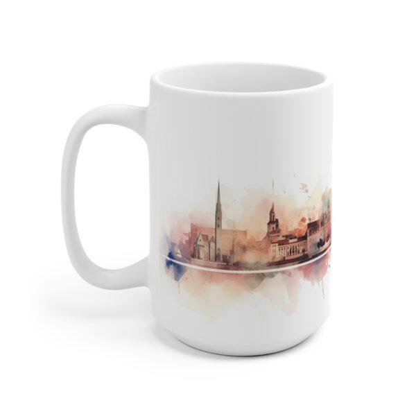 Aquarell Skyline Hamburg Kaffeetasse – Bedruckte Geschenkidee für Stadtliebhaber