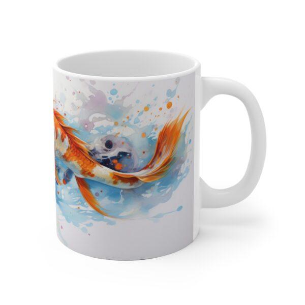 Weiße Kaffeetasse mit Aquarell Koi Fisch | Ideal für Koi-Karpfen und Fischliebhaber Geschenke