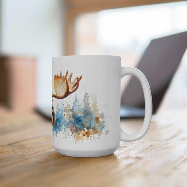 Aquarell Elch Tasse - Keramiktasse mit majestätischem Design, mikrowellenfest