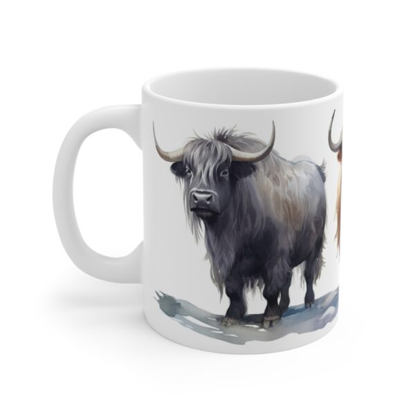 Longhorn Aquarell Tasse – Tierliebhaber Becher mit majestätischem Bergtier Design für Naturenthusiasten