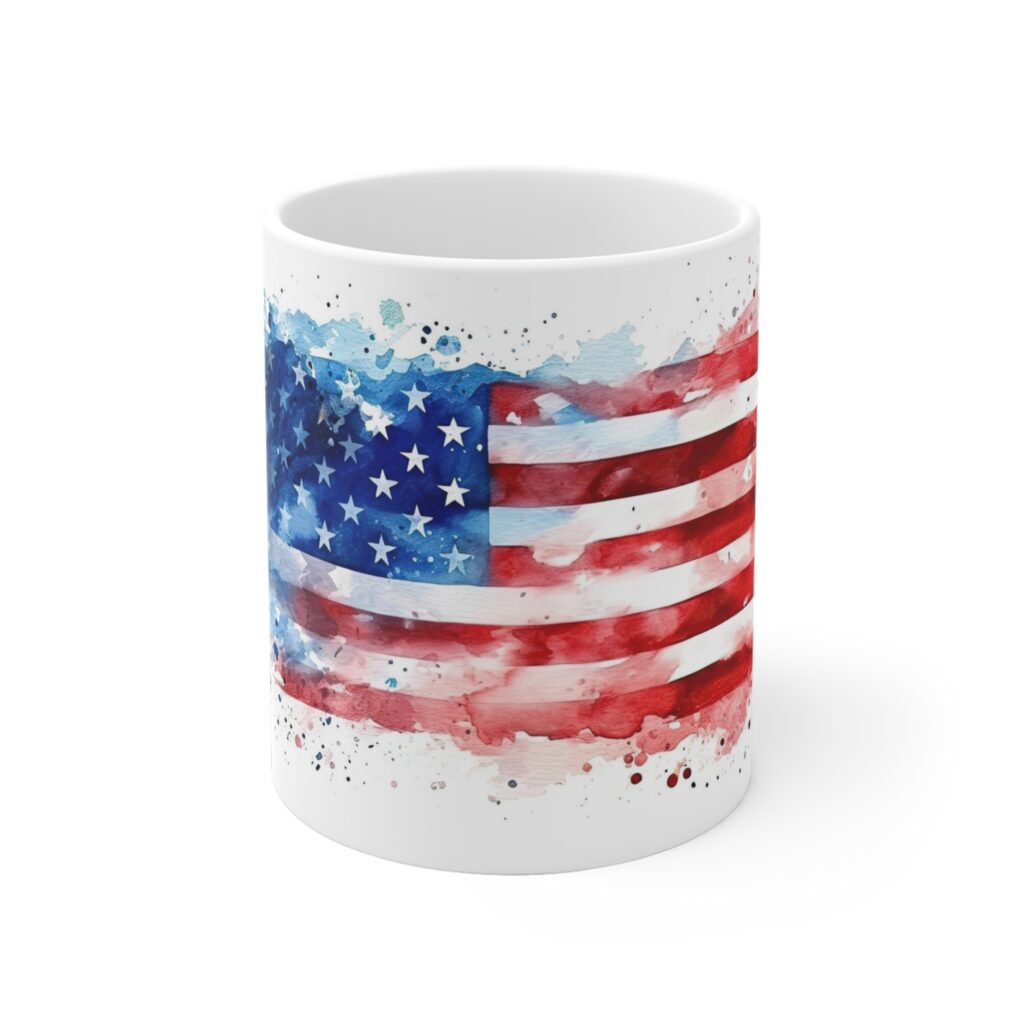 US-Flagge Aquarell Tasse - Becher mit Amerikanischem Symbol f&uuml;r Patriotische USA-Liebhaber
