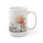 Aquarell-Kaffeetasse mit Laubbäumen im Herbst – Perfektes Geschenk für Natur-Liebhaber