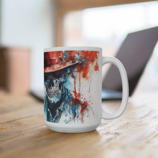 Aquarell Totenkopf Tasse mit Hut - Mystisches Becher-Design für Gothic- und Kunstliebhaber