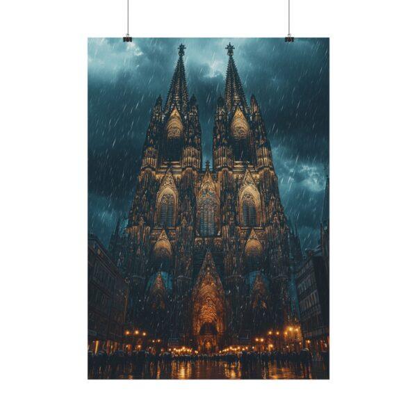 Aquarell-Kunstposter Kölner Dom im Regen – Verschiedene Größen verfügbar