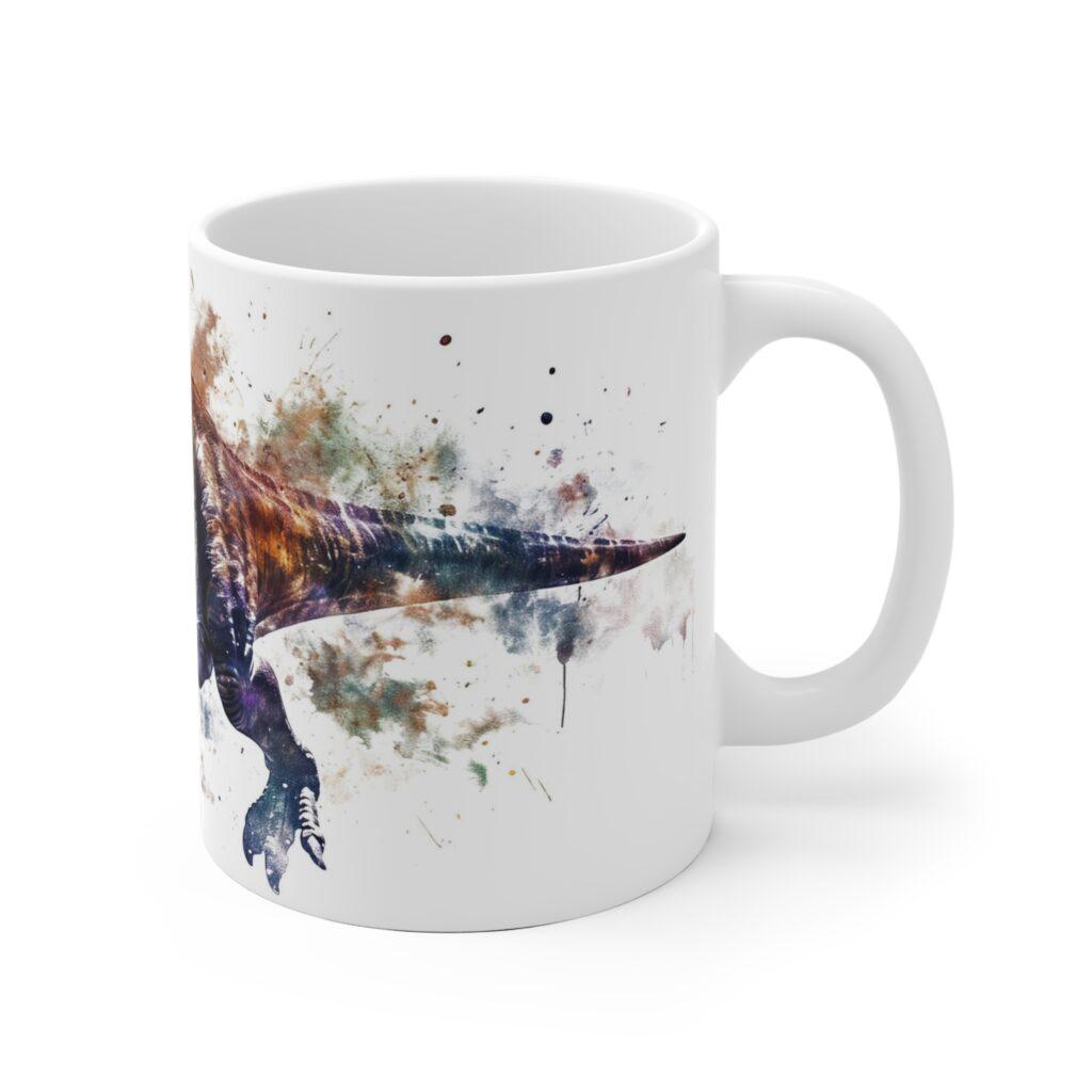 Dinosaurier Tasse mit Tyrannosaurus Rex Aquarell - Perfektes Geschenk f&uuml;r Pal&auml;ontologie-Fans und Dino-Liebhaber