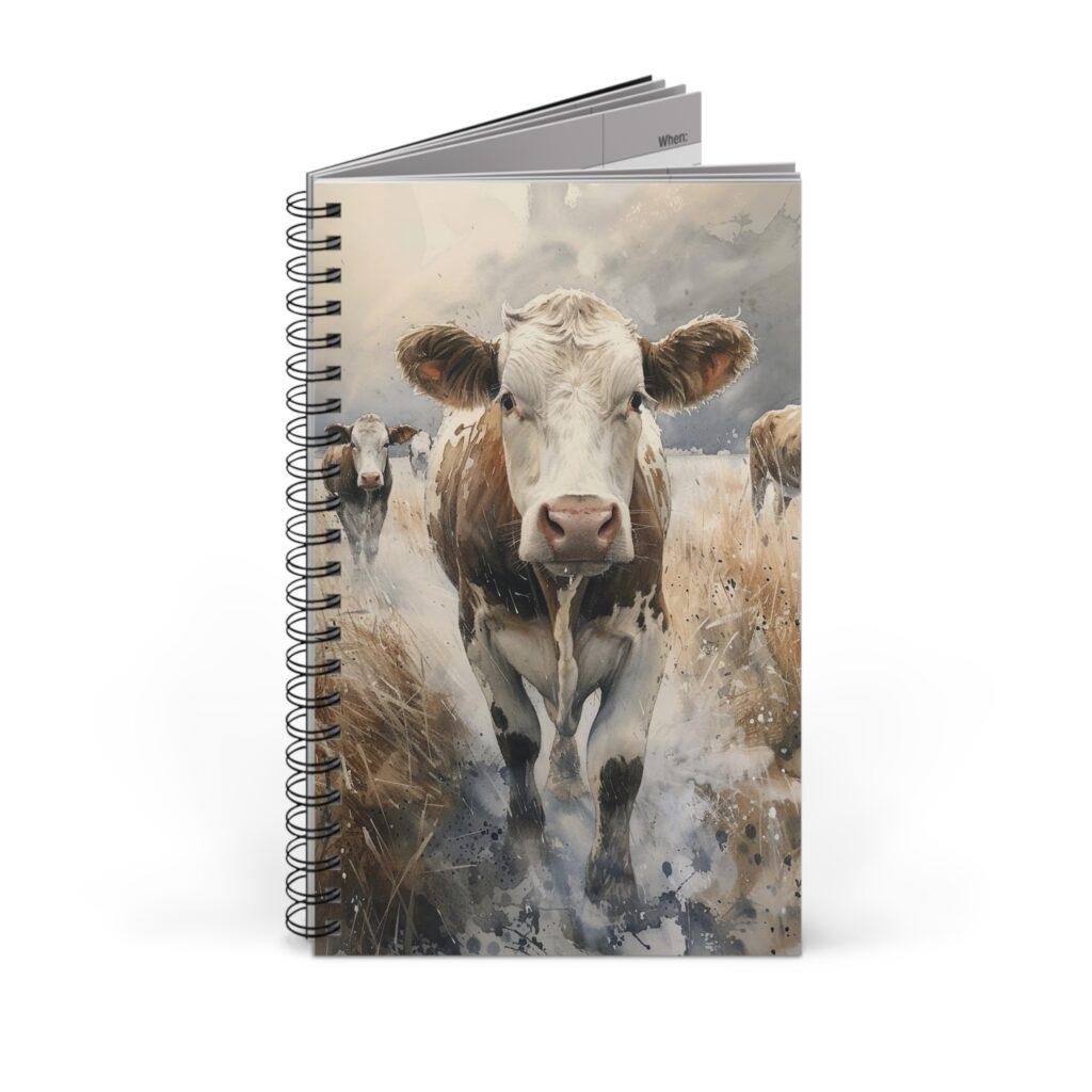 Aquarell Kuh auf Weide Notizbuch &ndash; Ideal f&uuml;r Notizen, Skizzen und Planungen