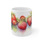 Aquarell Tasse mit Erdbeeren – Ideal als Geschenk für Erdbeerliebhaber