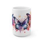 Bunte Schmetterlinge Aquarell Tasse - Farbenfroher Becher für Natur- und Schmetterlingsliebhaber