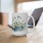 Gänseblümchen Aquarell Tasse – Stilvolle Keramiktasse für Natur- und Blumenliebhaber