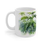 Aquarell Hanfblatt Tasse – Entspannendes Design für Natur- und Pflanzenliebhaber