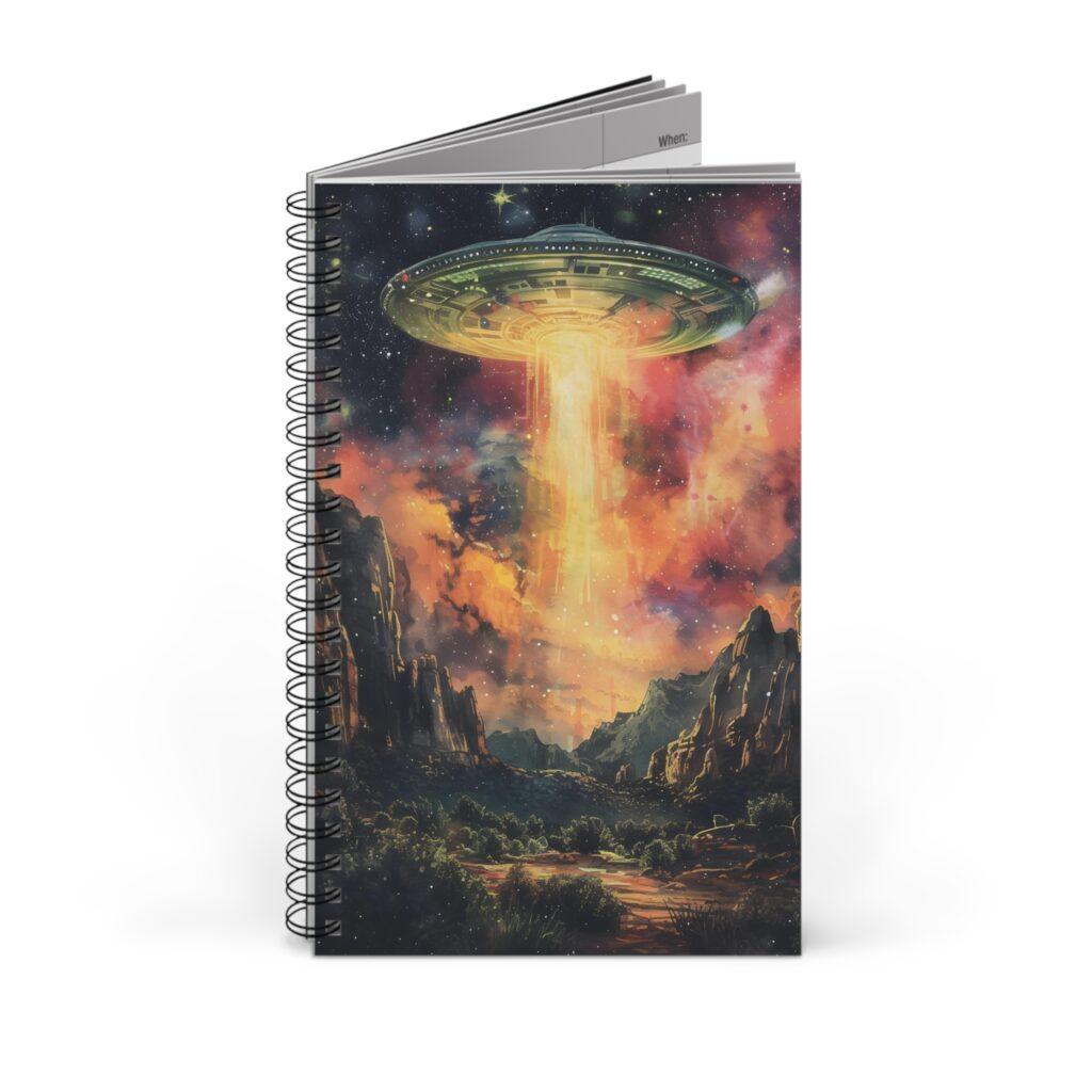 Aquarell UFO-Invasion Notizbuch - Blanko, Liniert, Punktraster, Planer f&uuml;r kreative Notizen