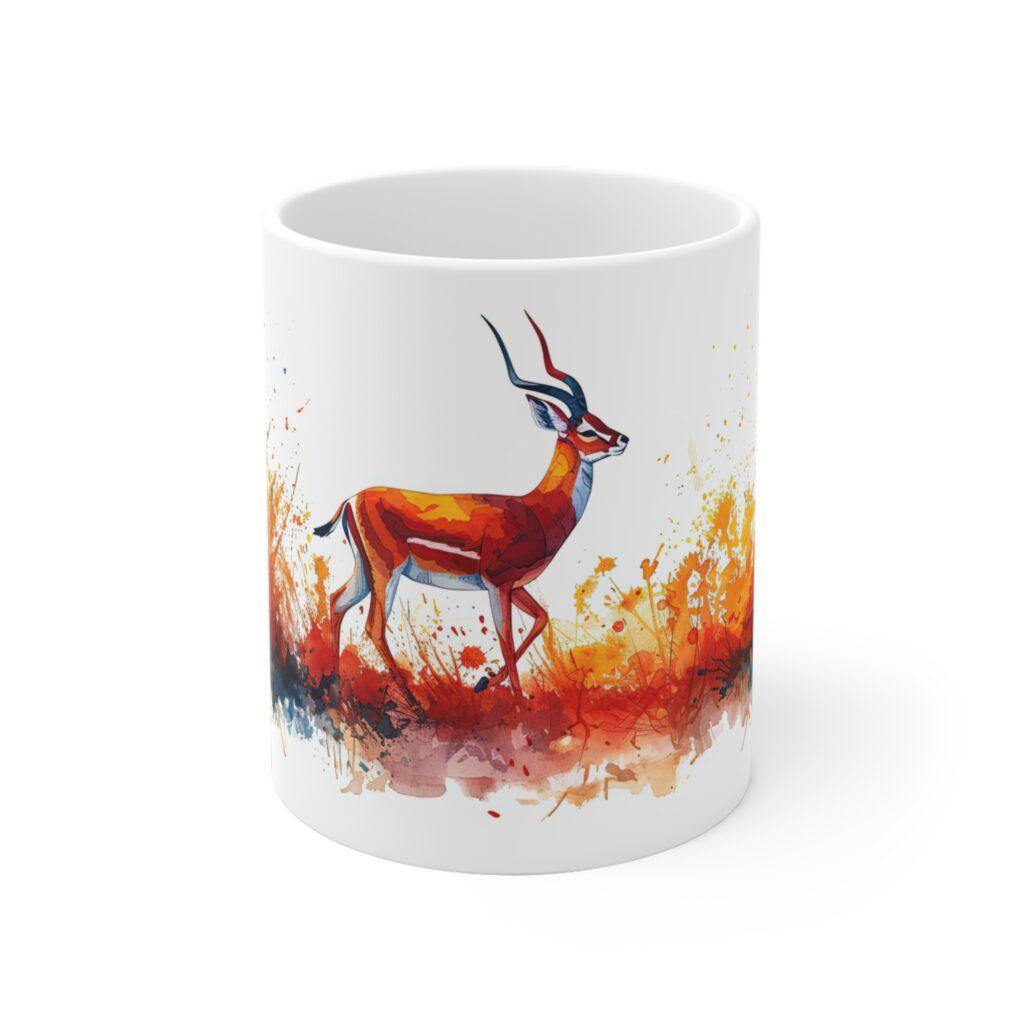Aquarell Antilope Becher &ndash; Keramische Kunst f&uuml;r Tierliebhaber
