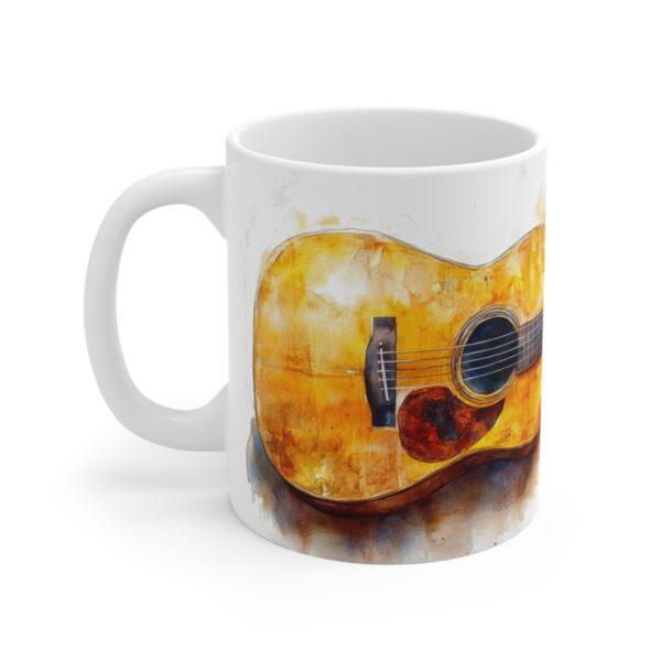 Akustikgitarre Keramiktasse im Aquarellstil – Ideal für Musikliebhaber