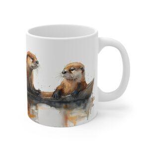 Otter Aquarell Keramik Becher - Spülmaschinenfest & Mikrowellengeeignet