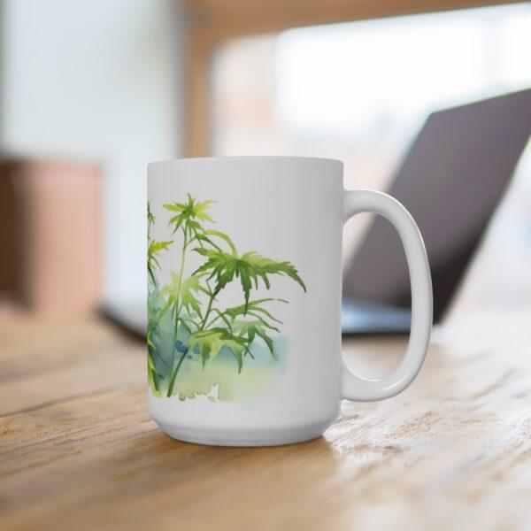 Aquarell Hanfblatt Tasse – Entspannendes Design für Natur- und Pflanzenliebhaber