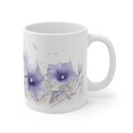 Weiße Keramik Tasse mit Mondblumen - Aquarell Blumen Design für Liebhaber von floralen Motiven