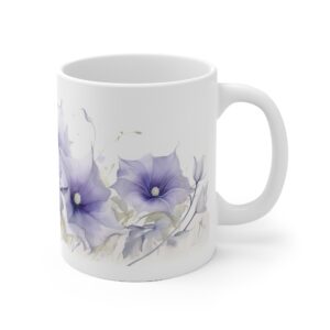 Weiße Keramik Tasse mit Mondblumen - Aquarell Blumen Design für Liebhaber von floralen Motiven