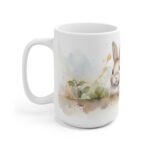 Weiße Aquarell Kaffee-Tasse mit Kaninchenmotiv – Perfektes Geschenk für Tierliebhaber