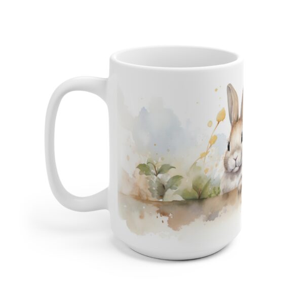 Weiße Aquarell Kaffee-Tasse mit Kaninchenmotiv – Perfektes Geschenk für Tierliebhaber