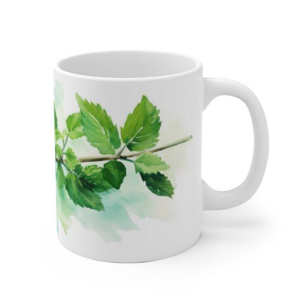 Erfrischende Minze Aquarell Tasse – Ideal für Teeliebhaber und Naturfreunde