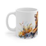 Brüllender Löwe Aquarell Tasse - Kaffeetasse für Tier- und Naturliebhaber