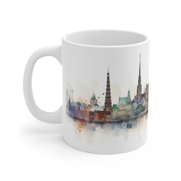 Aquarell Skyline Hamburg Tasse – Bedruckte Kaffeetasse als Geschenk