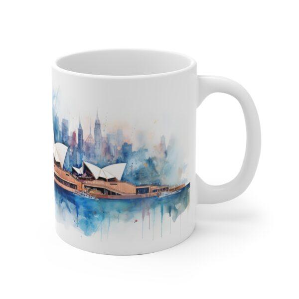 Weiße Tasse mit Sydney Opernhaus Motiv – Perfektes Geschenk für Reisebegeisterte