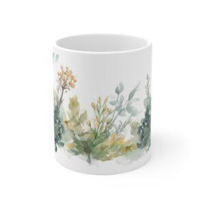 "Personalisierte Kaffeetasse mit Aquarell-Pflanzenmotiv – Perfektes Geschenk für Pflanzenfreunde"