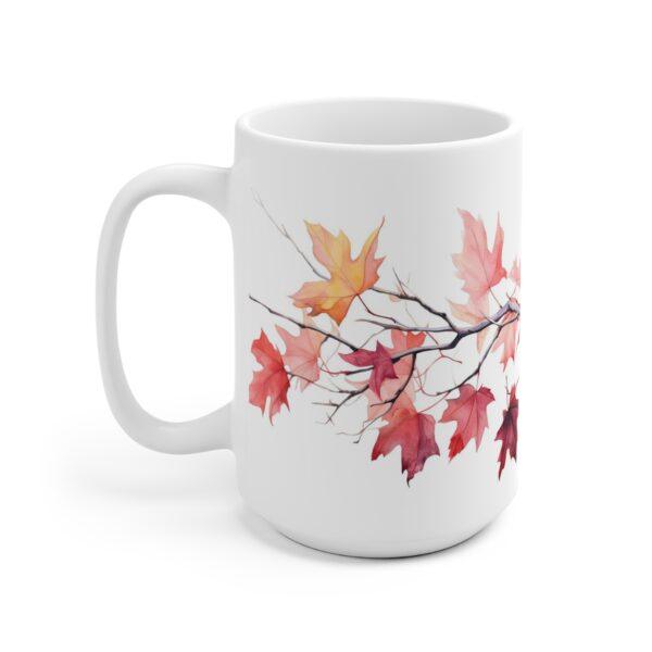 Ahornzweig Tasse – Aquarell Keramikbecher mit Naturmotiv für herbstliche Genussmomente