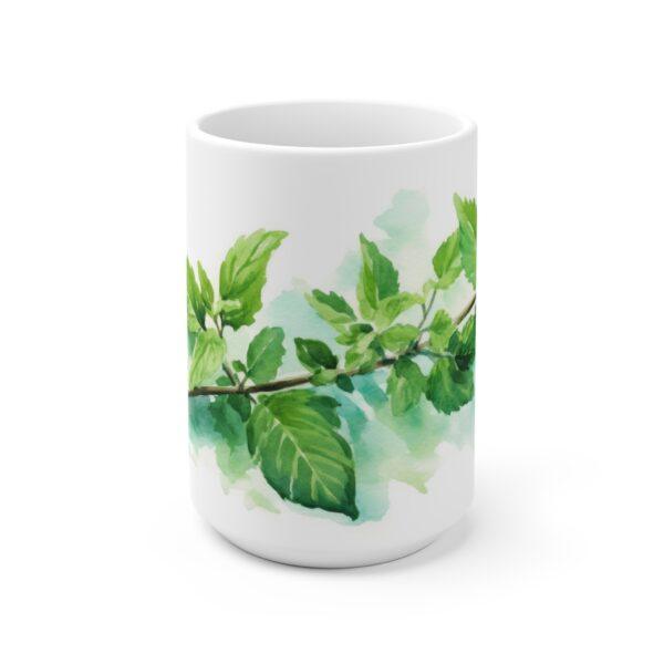 Erfrischende Minze Aquarell Tasse – Ideal für Teeliebhaber und Naturfreunde