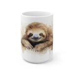 Aquarell Faultier Tasse - Entspannte Tierinspiration für Tierliebhaber in klassischem Weiß